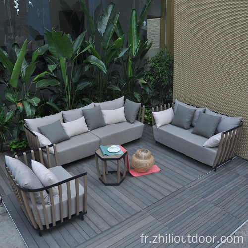 Set de canapé de plein air le plus récent Sofa de jardin en teck Balcon